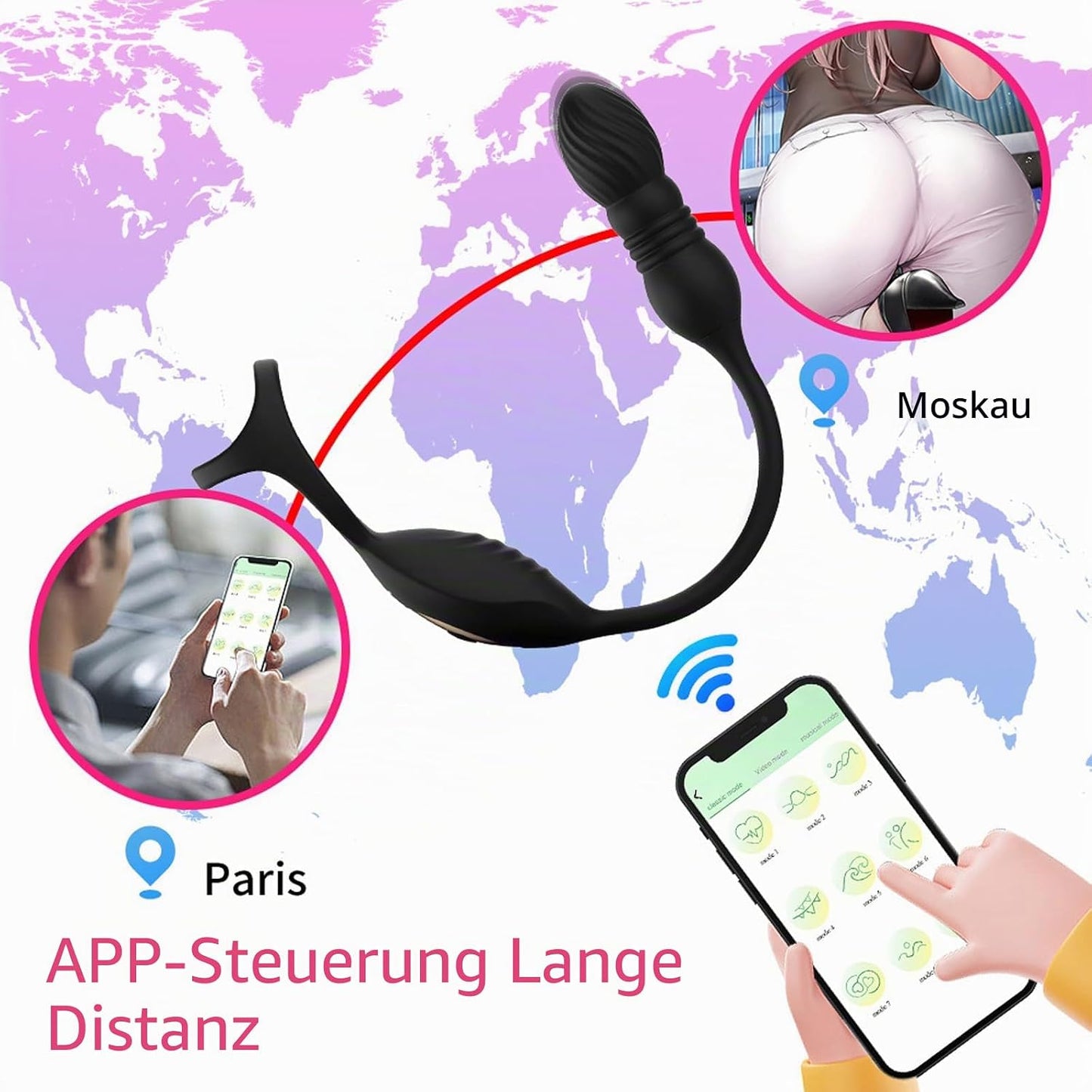 4 IN 1 Analvibrator Dildo Penisring Prostata Stimulator mit 9 Vibrationsmodi