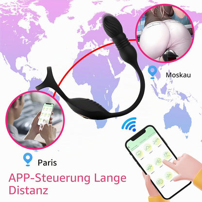 4 IN 1 Analvibrator Dildo Penisring Prostata Stimulator mit 9 Vibrationsmodi