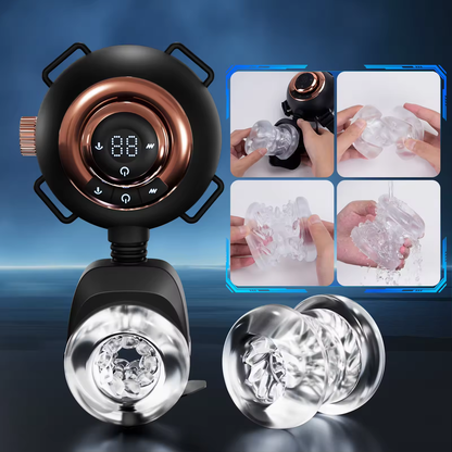 Strap-On Masturbator Sexmachine Stroker mit 9 Vibrationen & Schwingen & Stoßen