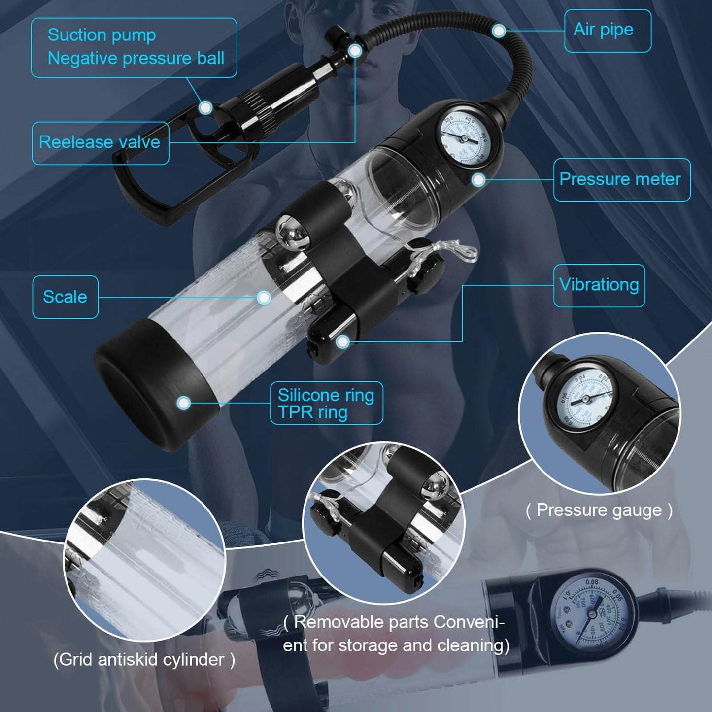 Elektrisches Penisvergrößerungs Trainingsgerät mit Luftvakuum und multifunktionalen Modi