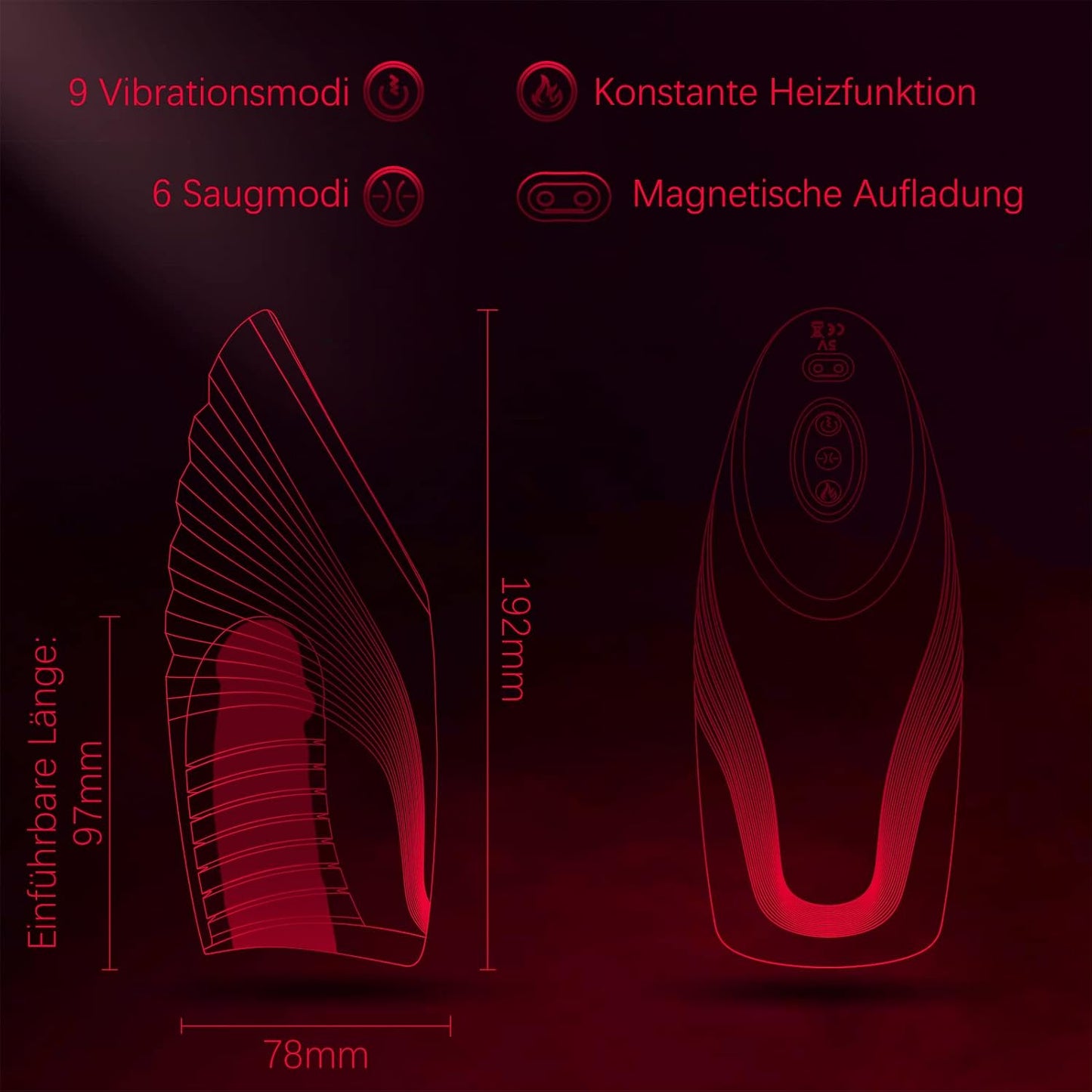 Elektrischer Penis Trainer Vibrator Stroker mit Heizungfunktion & 6 Saugmodi & 9 Vibrationsmodi