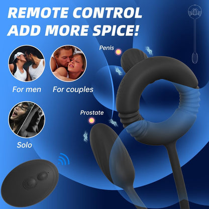 3 IN 1 Penisring Prostatamassagegerät Analvibrator Stimulator mit 10 Vibrationsmodi