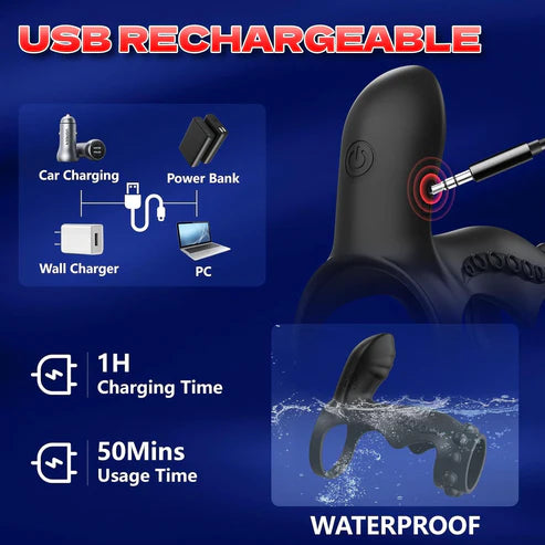 4 IN 1 Penisring Extender Stimulator Massagegerät mit 10 Intensiven Vibrationsmodi