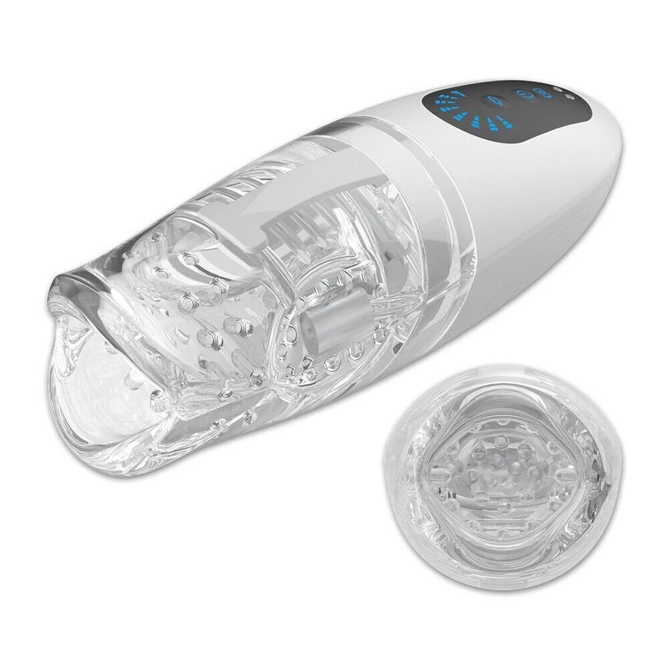 Automatische Masturbatoren Penistrainer Blowjob mit 8 Vibrationsmodi und 5 Bitting