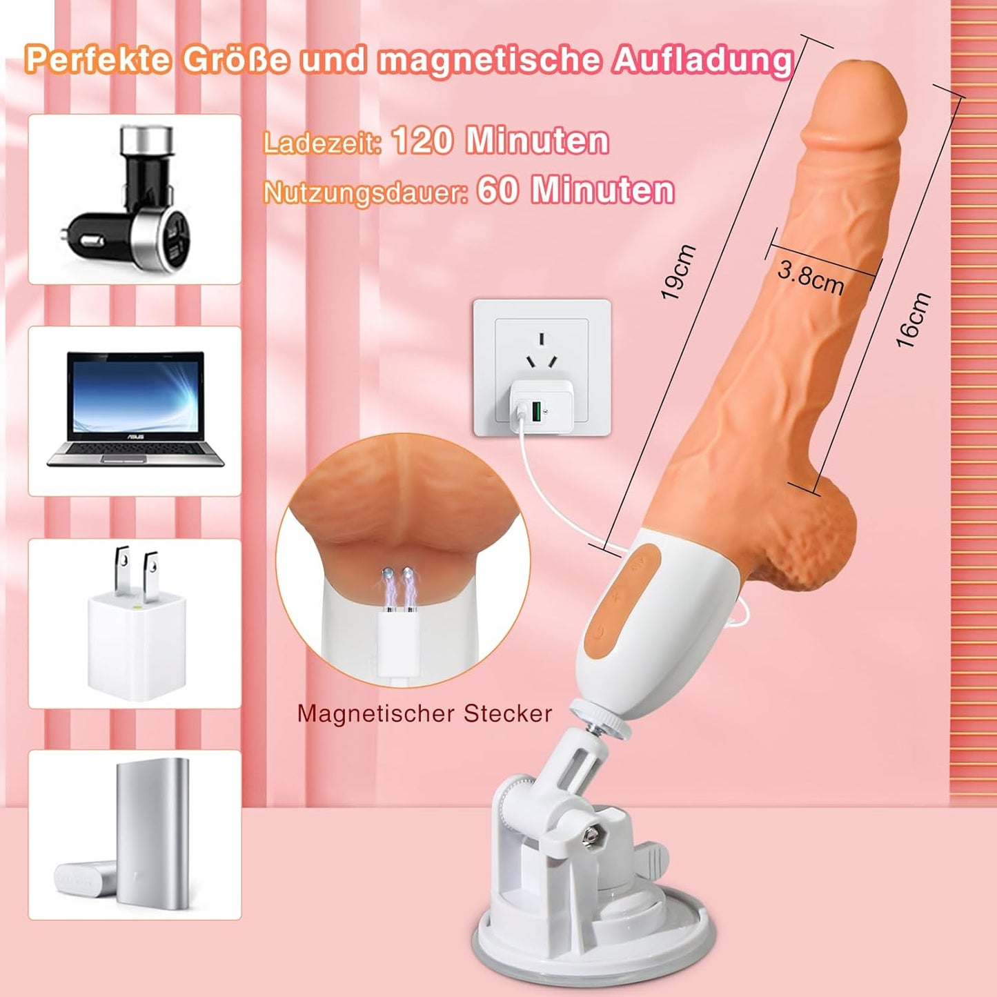 Sexmaschine Realistischer Dildo Vibrator mit 10 Vibrationmodi Teleskopmodi & Stoßfunktion