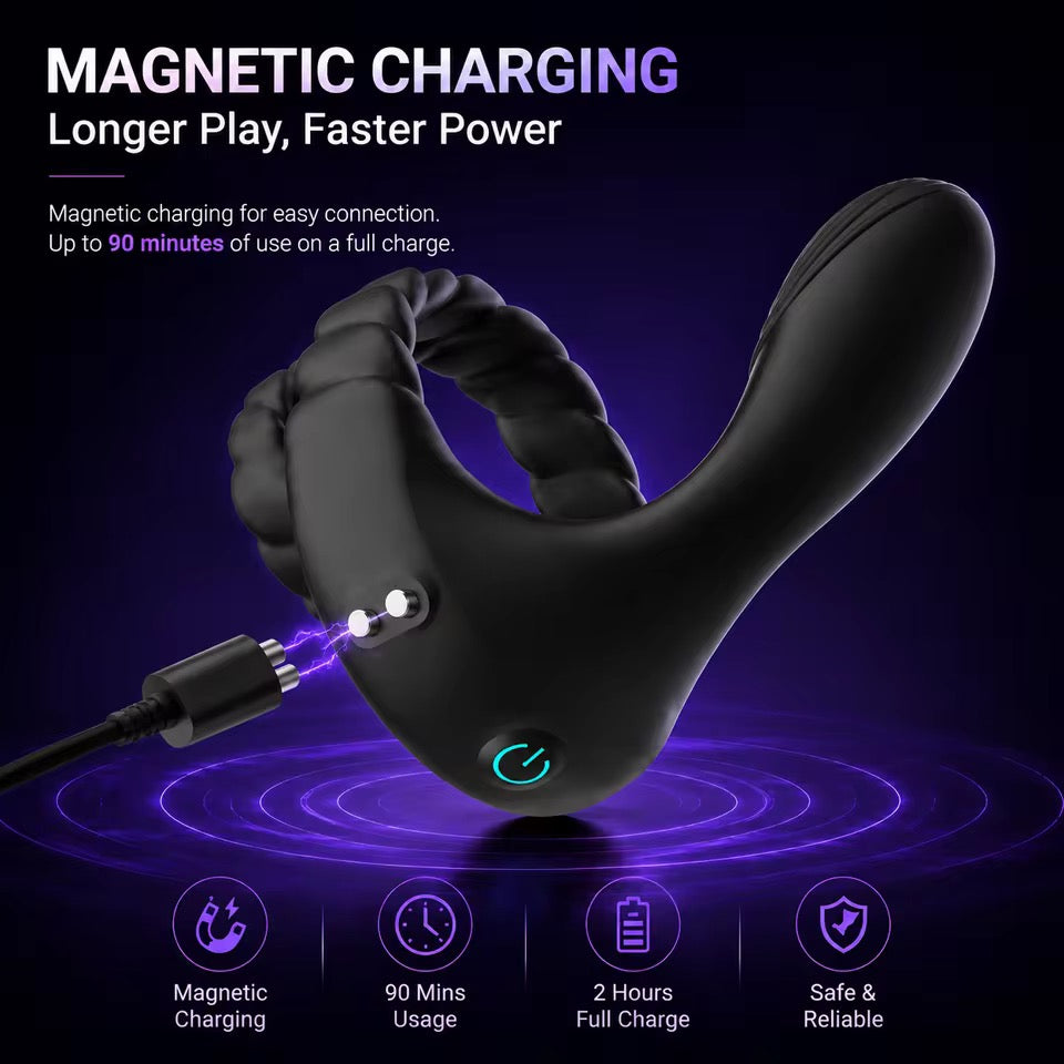 3 IN 1 Cock Ring Penisrainer Vibrator Hoden Stimulator Dammstimulationmit 10 Vibrationsmodi