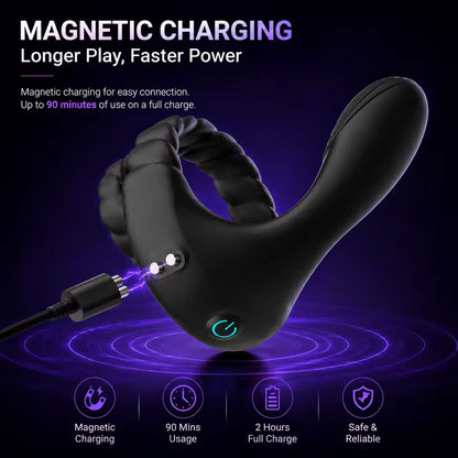 3 IN 1 Cock Ring Penisrainer Vibrator Hoden Stimulator Dammstimulationmit 10 Vibrationsmodi