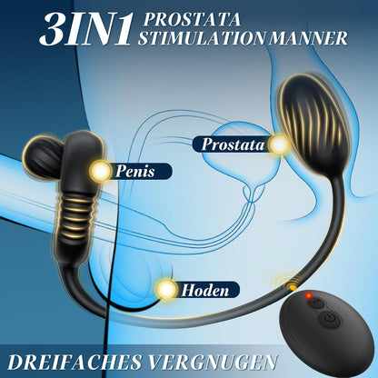 3 IN 1 Penisring Prostatamassagegerät Analvibrator Stimulator mit 10 Vibrationsmodi