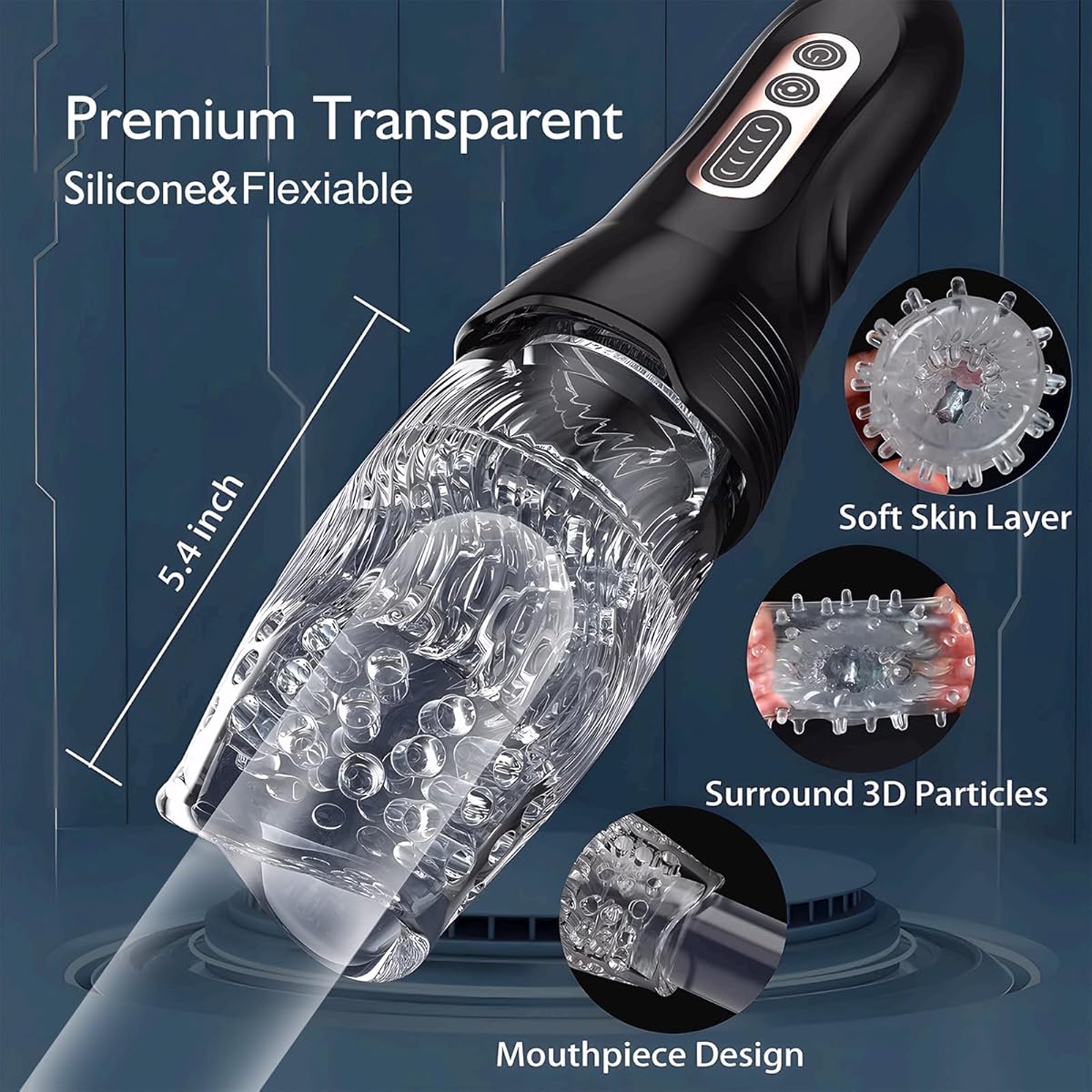 Automatische Masturbator Oral Penistrainer mit 10 Vibrationen & 5 Stoß-Rotationen