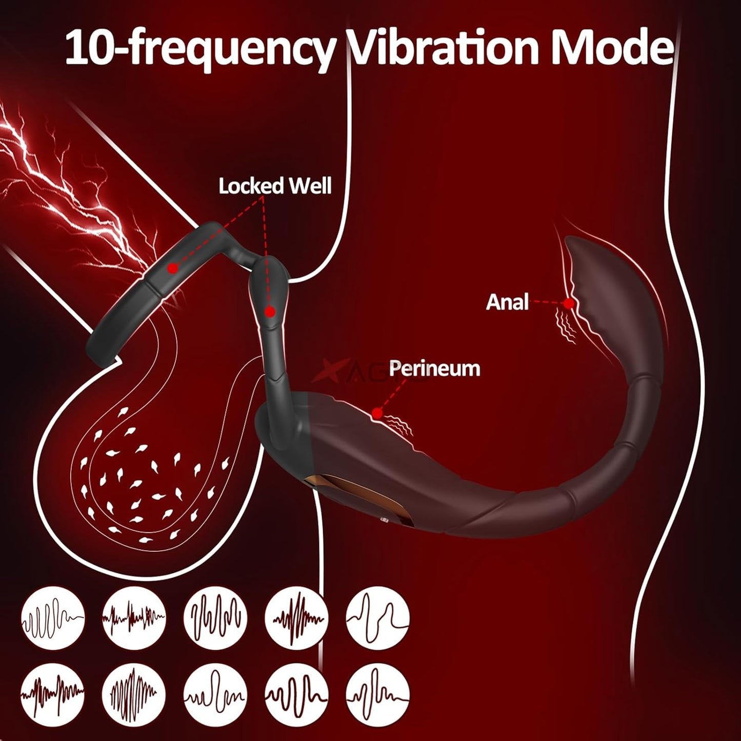 3 in 1 Penisring Prostatamassagegerät Analvibrator mit 9 Vibrationsmodi