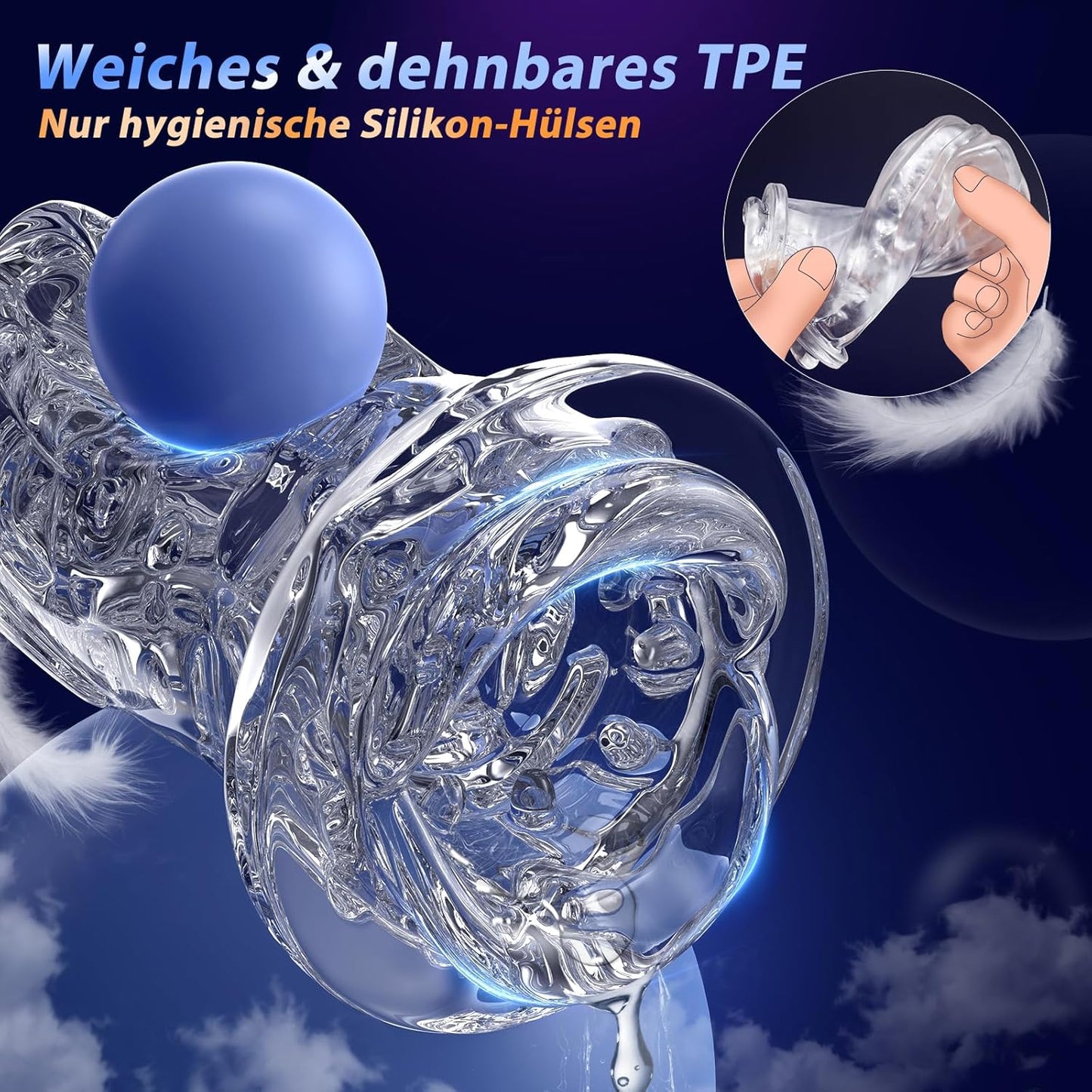 Elektrischer Masturbator Stroker Blowjob mit 6 Teleskopfunktion & 5 Einstellbaren & 10 Vibrations