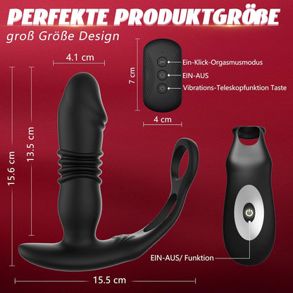 Prostata Stimulator Analvibratoren Penisring mit 12 Vibrations und 3 Teleskop Modi