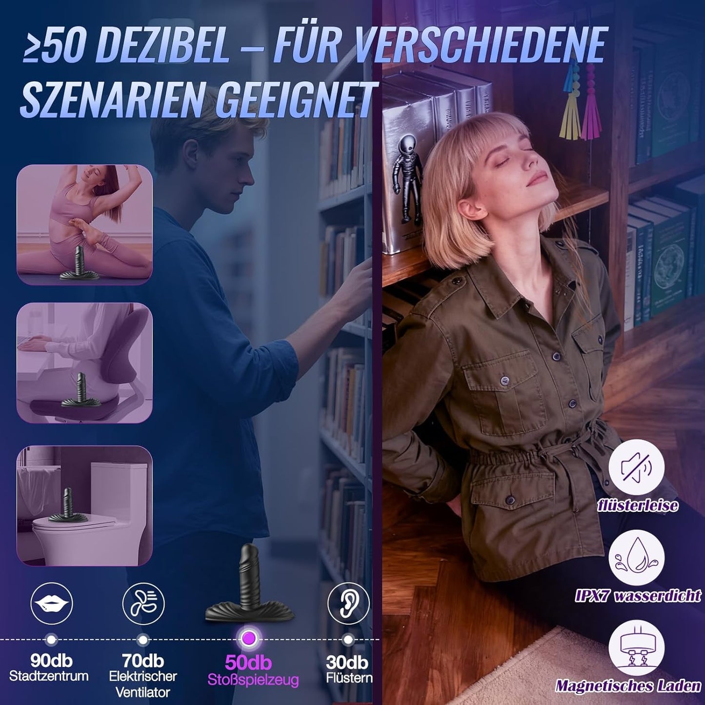 AI Sync Anal Plug Dildo & Grinder-Vibrator mit 9 Vibrations & 3 Stoßmodi