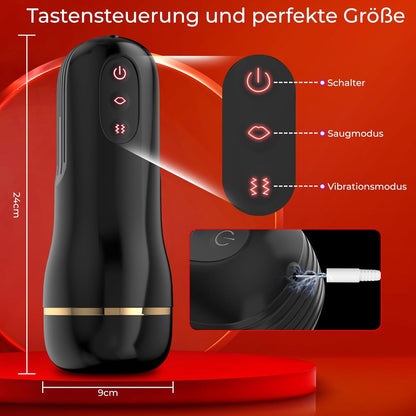 Realistischer Automatische Masturbatoren mit 10 Vibration & 5 Teleskopfunktion Modi