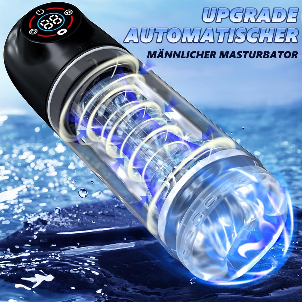 360° Zungenlecken Elektrischer Masturbator Penispumpe mit 7 Rotationsmodi und 7 Saugmodi