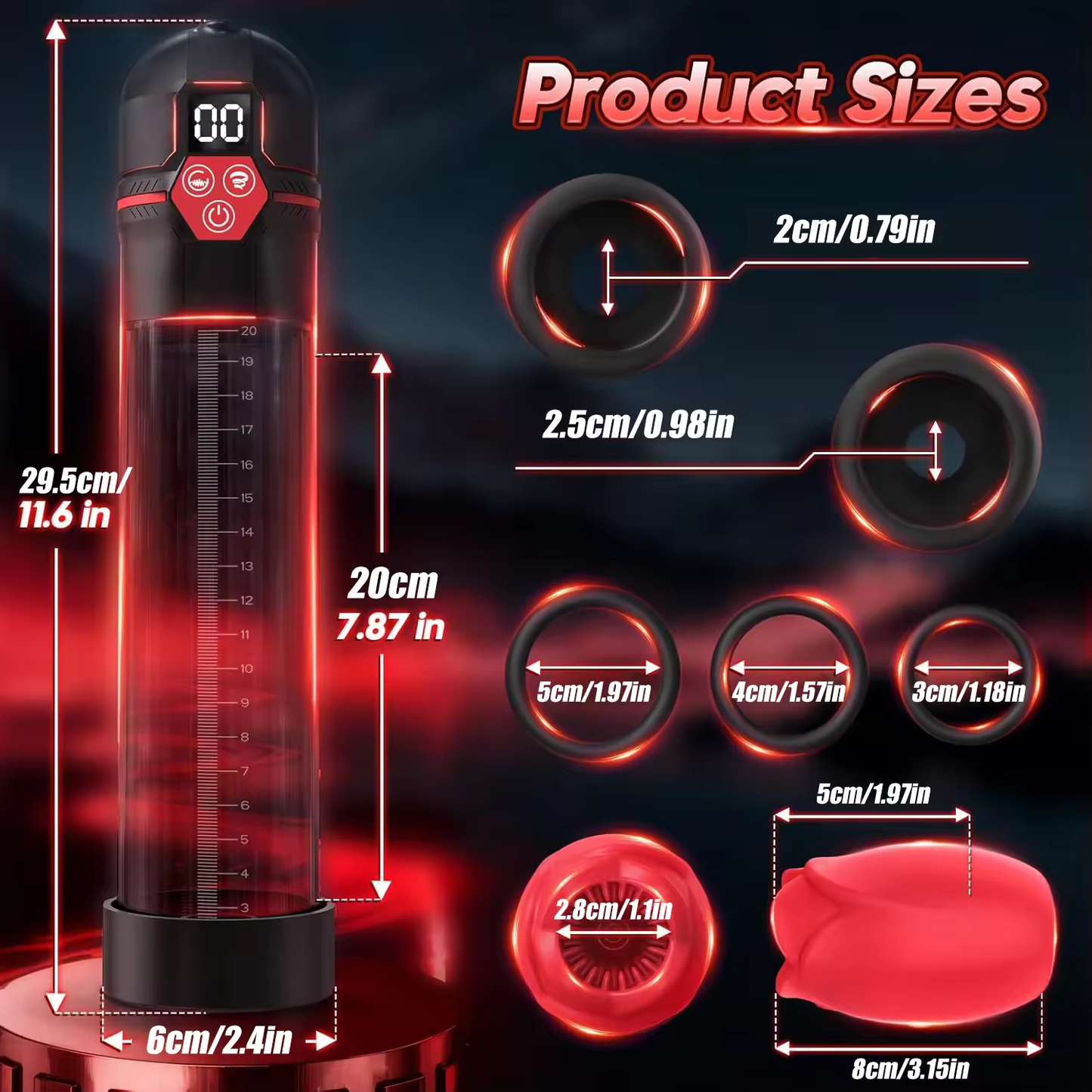LCD-Display Penispumpe Penisverlängerer Masturbator mit 4 Druckstufen und 9 Saugfunktionen