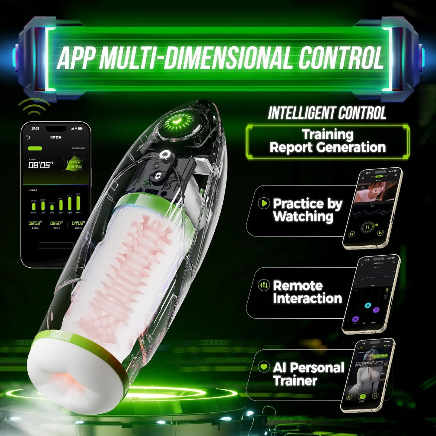 42°Heizung APP Elektrischer Masturbator Blowjob mit 10 Teleskopfunktion & Vibration Modi