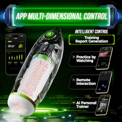 42°Heizung APP Elektrischer Masturbator Blowjob mit 10 Teleskopfunktion & Vibration Modi