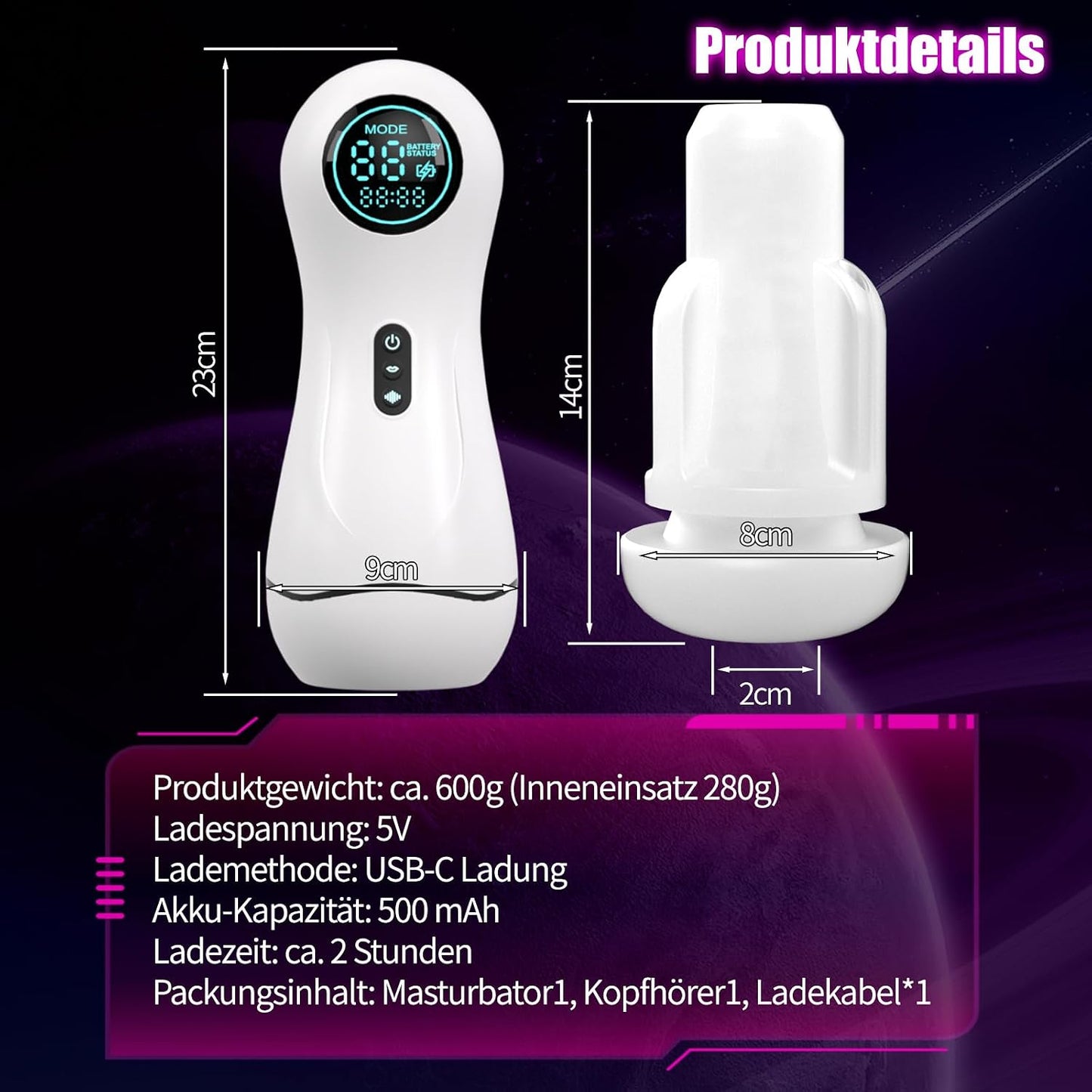 Elektrischer Masturbator Penis Vibrator Trainer Eichel Stimulator mit 12 Saug & Vibrations