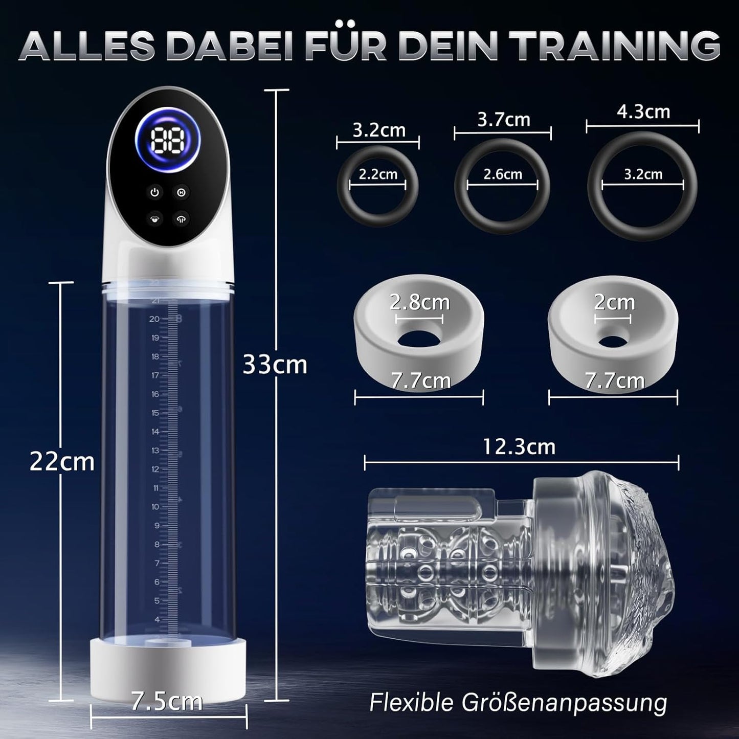 LCD-Display Elektrische Penis Pumpe Vakuumpumpe mit 6 Stufen Saugkraft
