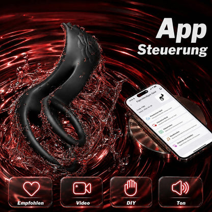 Dual Penistrainer Vibrator Cockring Klitoris-Stimulator mit APP & 9 Vibrationsmodi