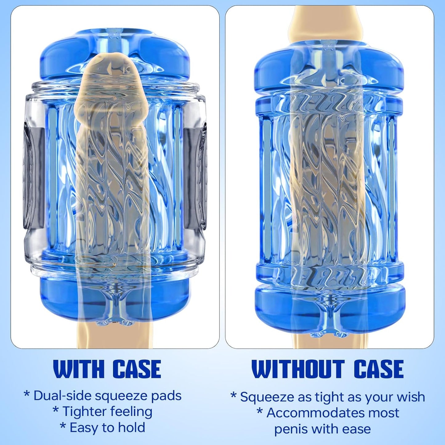 Open-Ended Quetschbarer Masturbator Penistrainer Stroker Blowjob mit Spiralstruktur