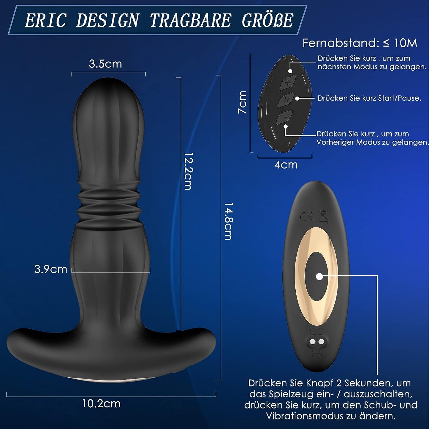 Anale vibrators met stuwkrachtfunctie Anale vibrator met 7 vibratiemodi 7 stuwkrachtmodi 