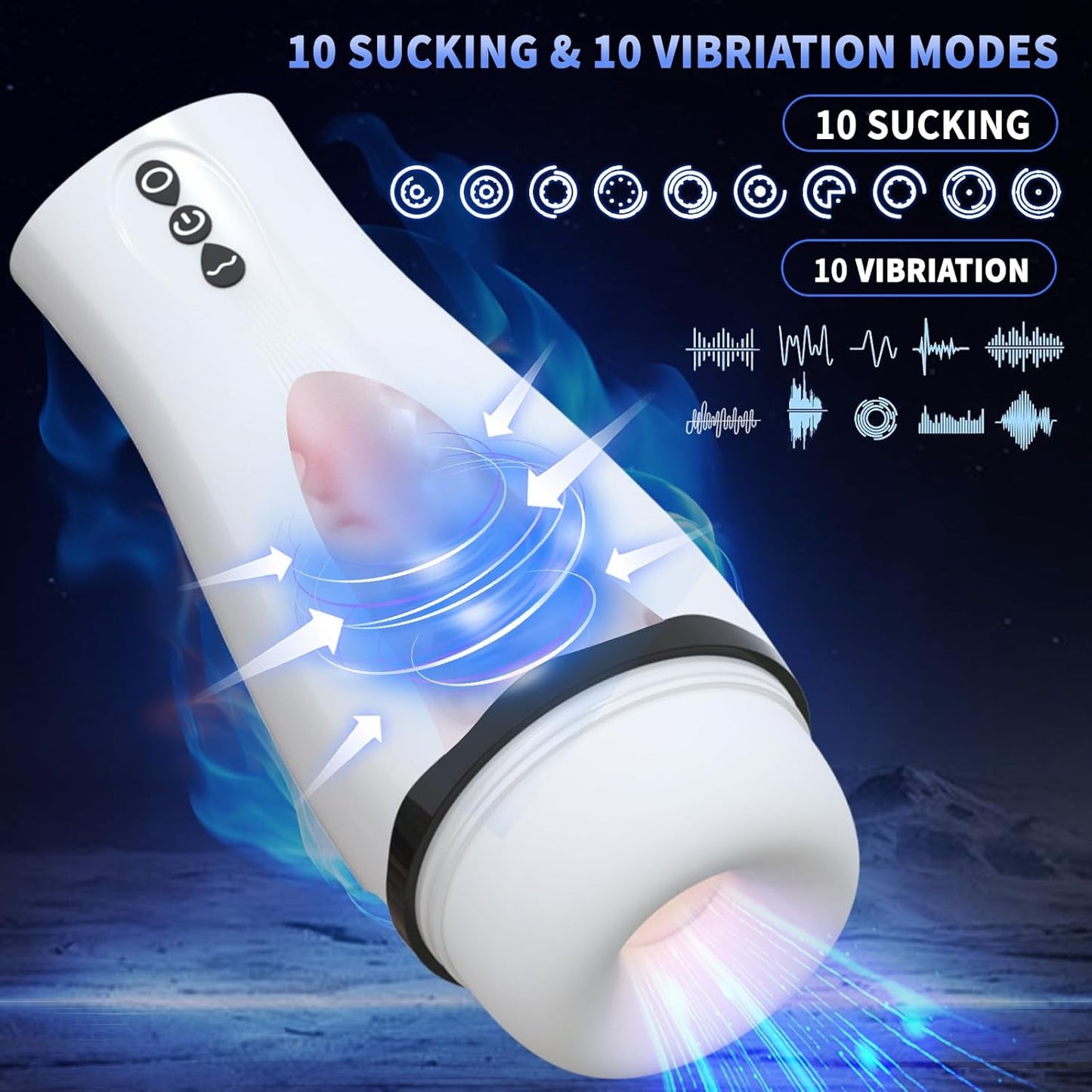 Automatische Masturbator Cup Blowjob mit 10 Vibrationen & 10 Saugmodi