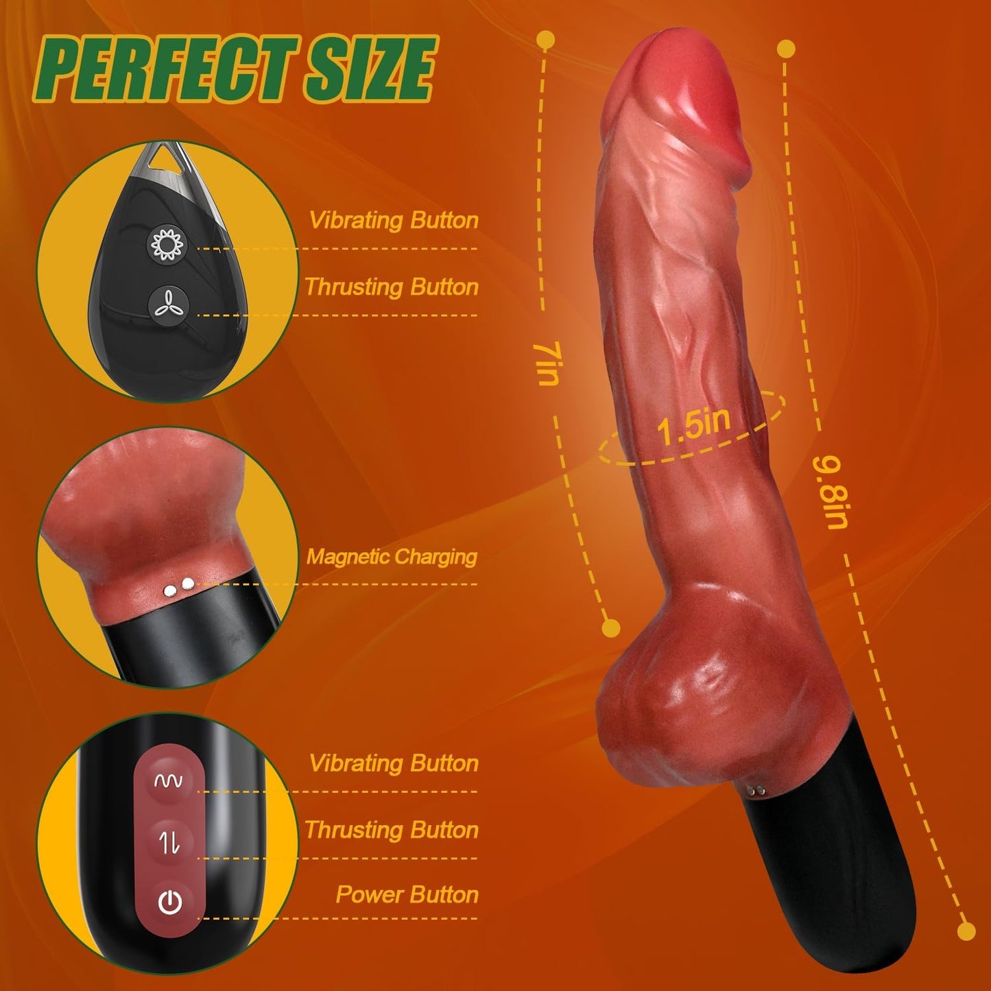 Realistische  Stoßender Dildo Vibrator Sexspielzeug mit 7 Stoß-und 7 Vibrationsmodi