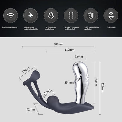 Analplug Vibrator Prostata Stimulator mit 10 Vibrationsmodi & 6 Elektroschockmodi