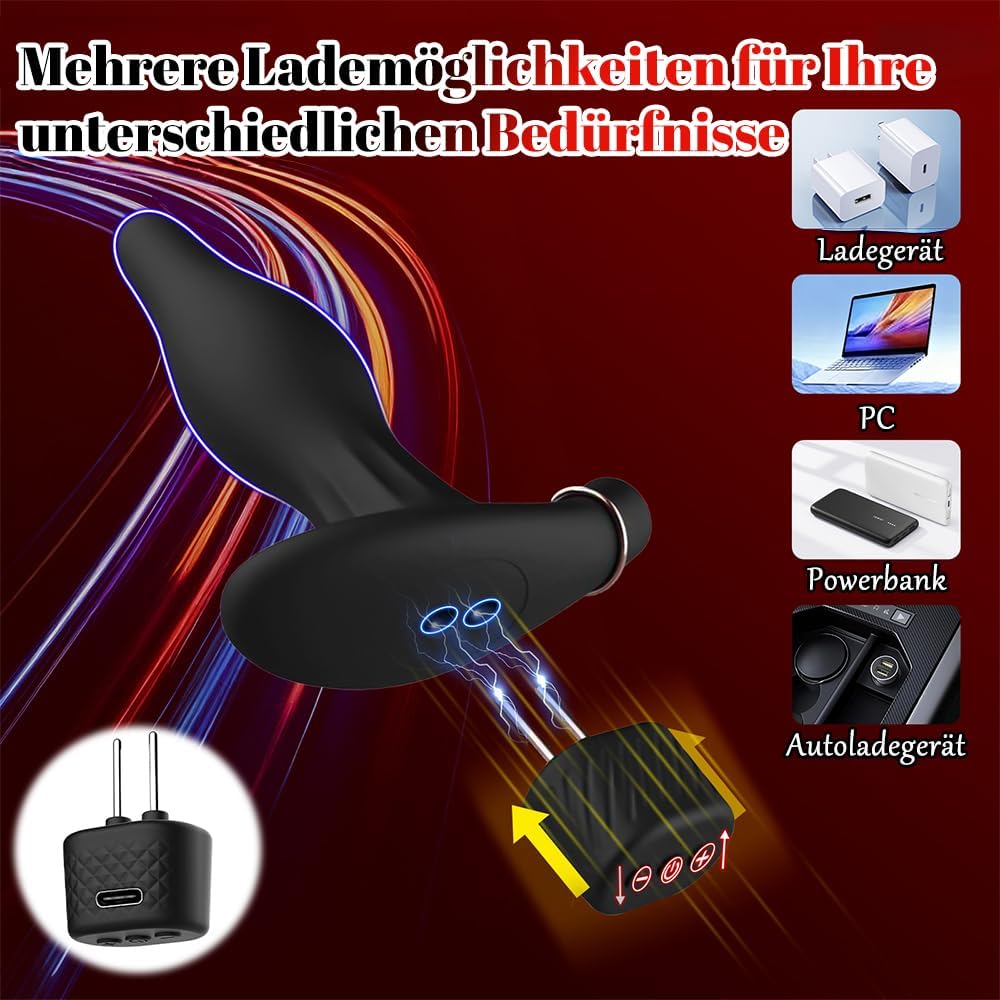 Elektro Shock Aufblasbarer Analplug Vibrator Prostata-Massage mit 12 Schockmodi