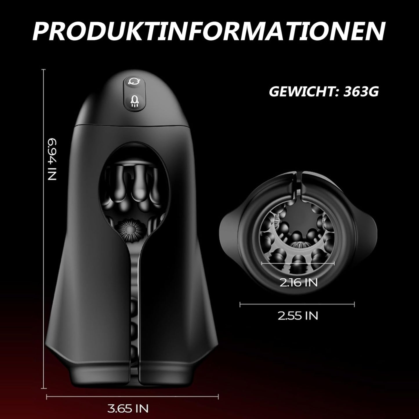 App-gesteuerter Penis Trainer Blowjob Eichelstimulator mit 9 Rotations und Vibrationsmodi