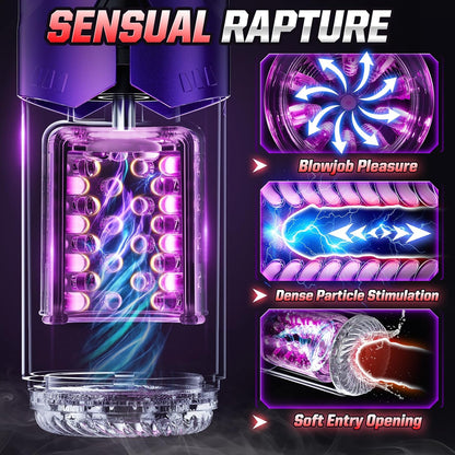 LCD-Bildschirm Masturbator Penis Pumpe mit 7 Stoß & Rotationsfunktionen & 5 Saugfunktionen
