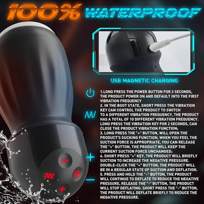 360° Vollumhüllungs Penistrainer Vibrator Masturbator mit 10 Vibrations und Trainingsmodi