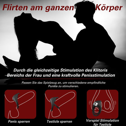 Dual Penisringe Dehnbarer Vibratorensets Penis Stimulation mit 10 Stark Vibrationen