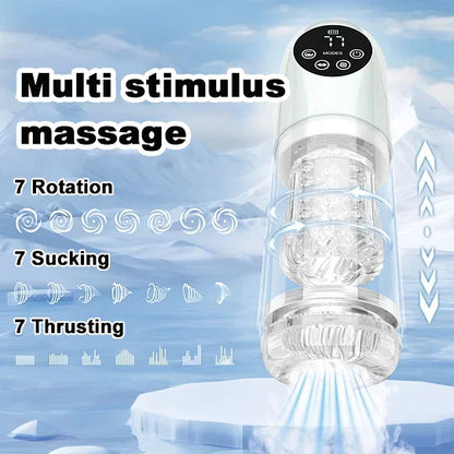 6 IN 1 Automatischer Masturbator Penispumpe mit 7 Saug & Stoß & Dreh & Leckfunktionen