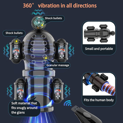 Penistrainer Eichel Ejakulation Stimulator Masturbator mit 5 Motoren und 10 Vibrationsmodi