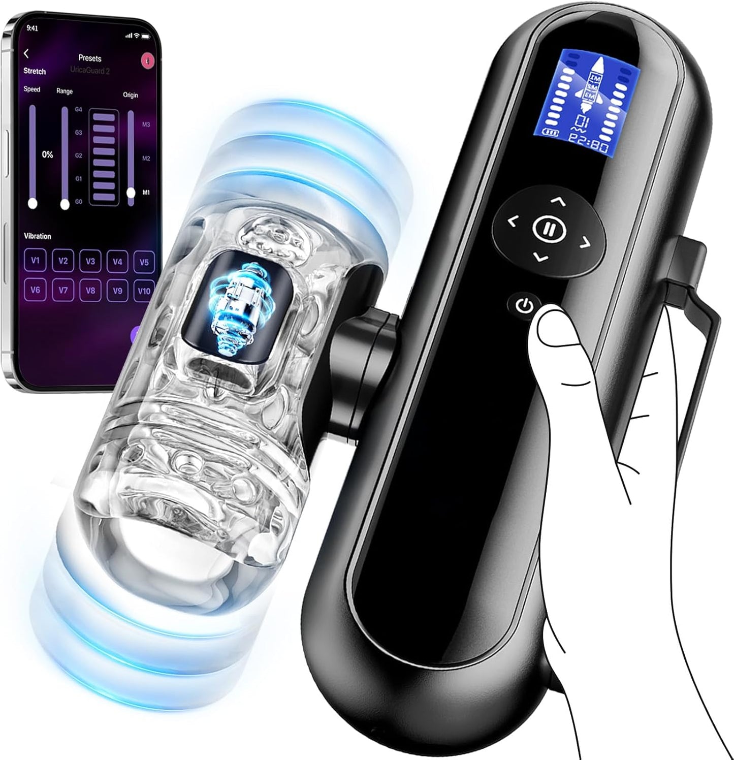 AI Steuerung Auto Masturbator Blowjob mit 4 Schubtiefen 3 Startpunkten & 10 Schub