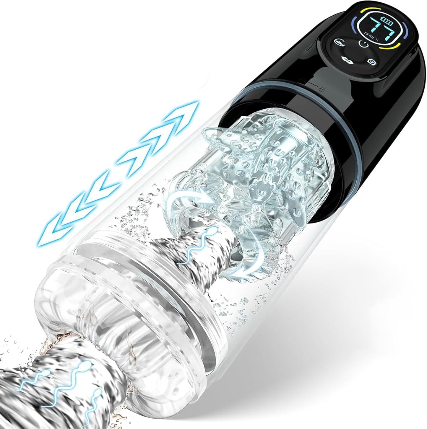 Elektrischer Masturbator Cup mit 7 Modi Saugen & Vibrieren & Schieben & Rotieren und Lecken