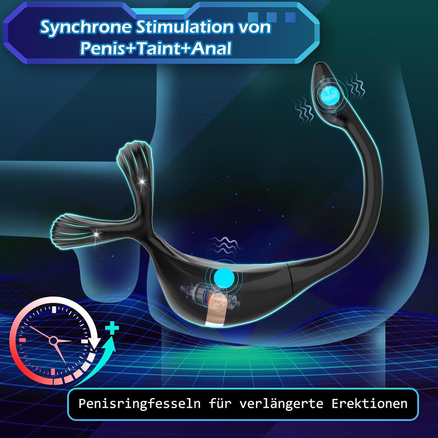 Dual Penisring Erotischer dreieckiger Massagegerät mit 10 Vibrationsmodi