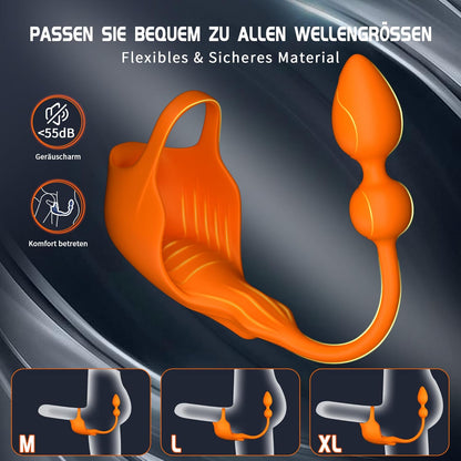 3-in-1 Penisring Verstellbarem Cockring Analplug mit 9 Vibrationsmodi