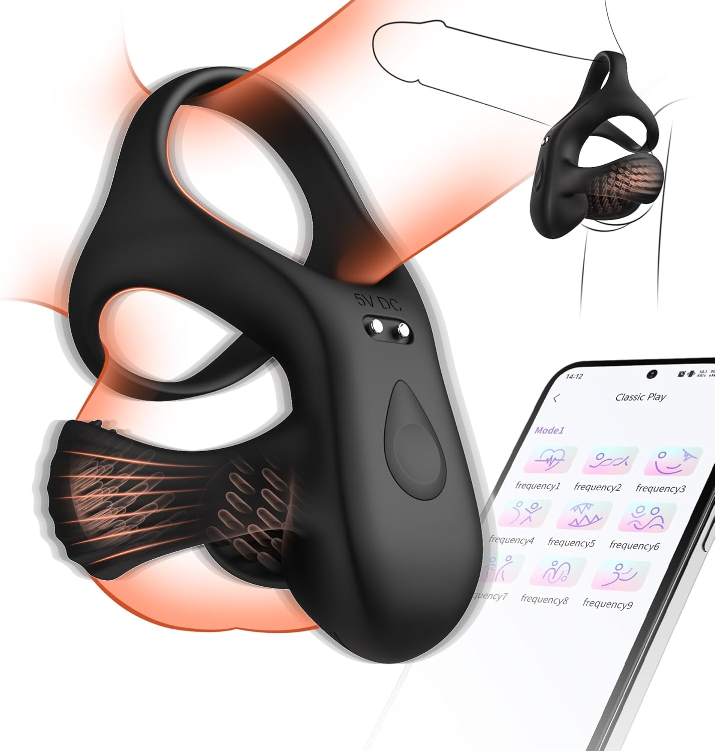 Elektrischer Hodenvibrator Massagegerät Penistrainer Cock Ring mit 9 Vibrationsmodi