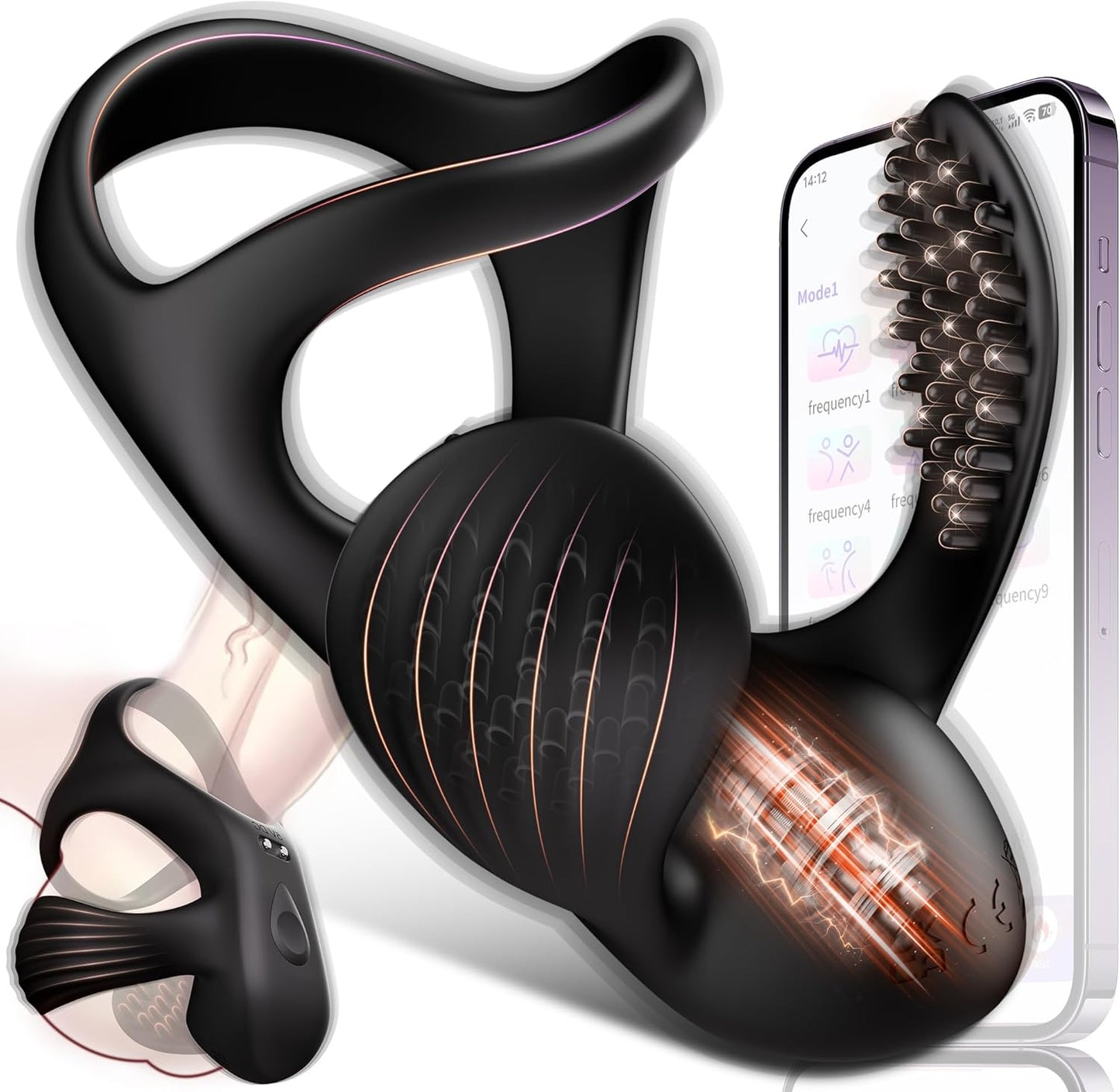 Elektrischer Hodenvibrator Massagegerät Penistrainer Cock Ring mit 9 Vibrationsmodi