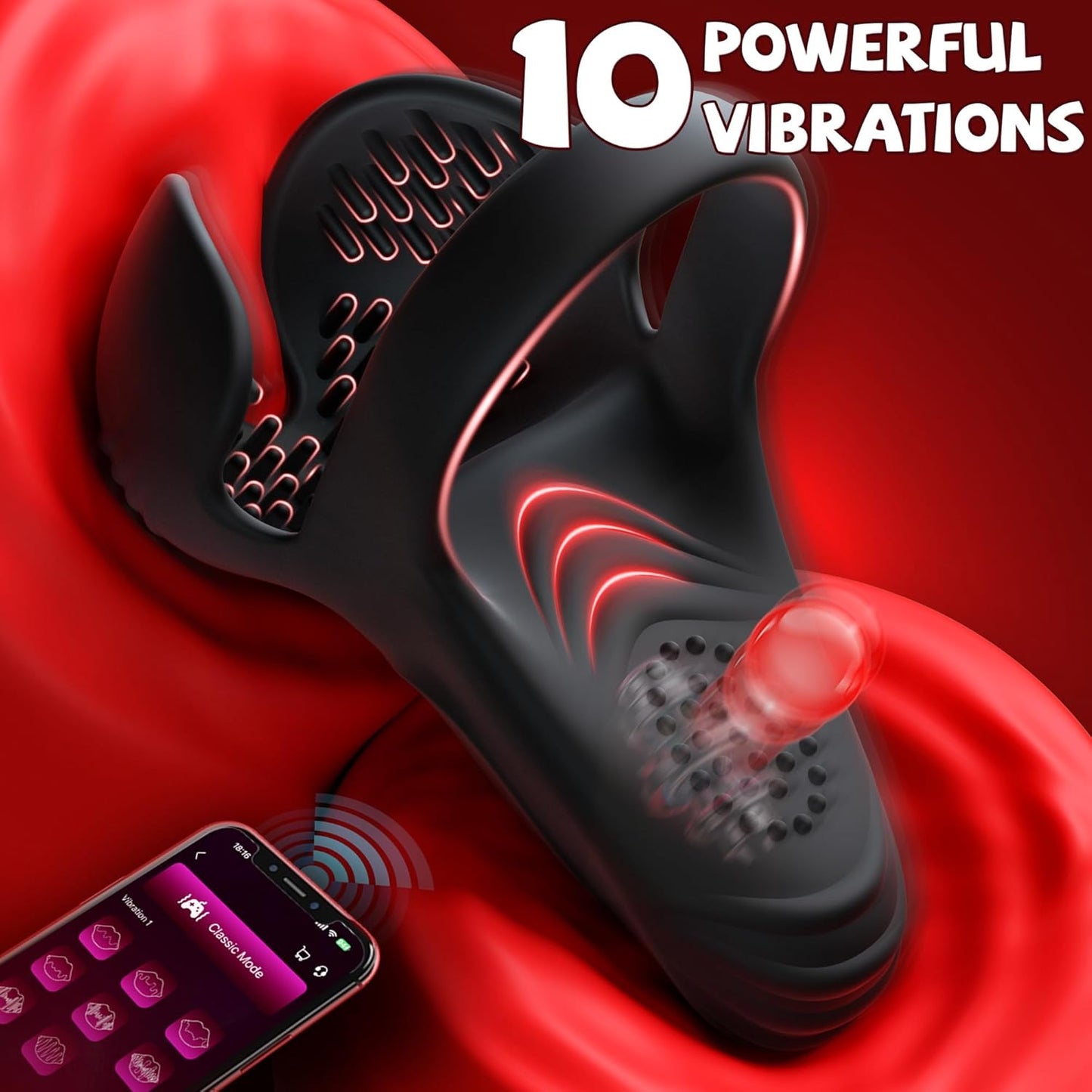 Cock ring vibrators with testicle vibration with 10 vibration modes 