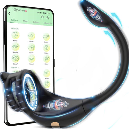Penisring prostaatstimulator APP-bediening met 10 vibratiemodi 