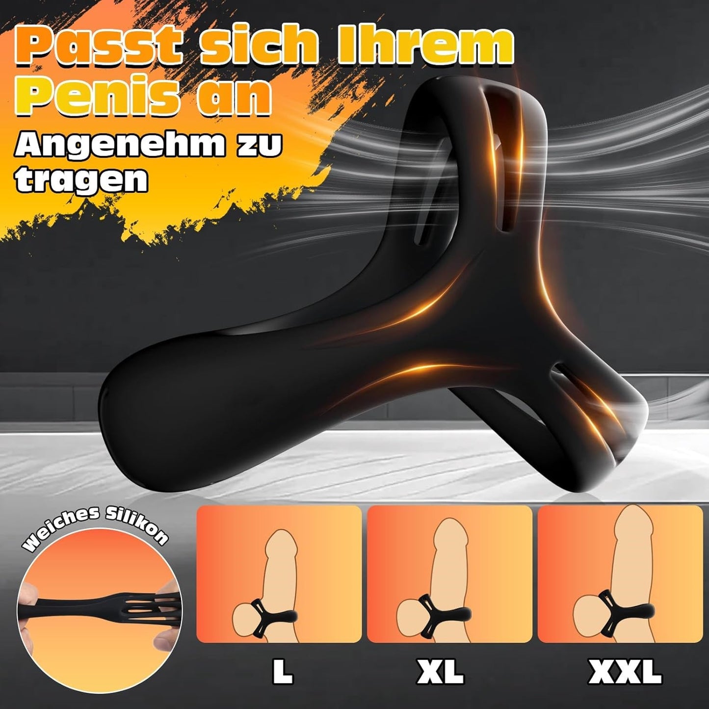 Dreieckiger Silikon Penisring Vibrator Trainer Stimulator