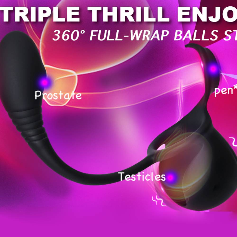 Tragbarer Hodensack Rollender Penis Trainer Stimulator Cock Ring mit 9 Vibrationsmodi