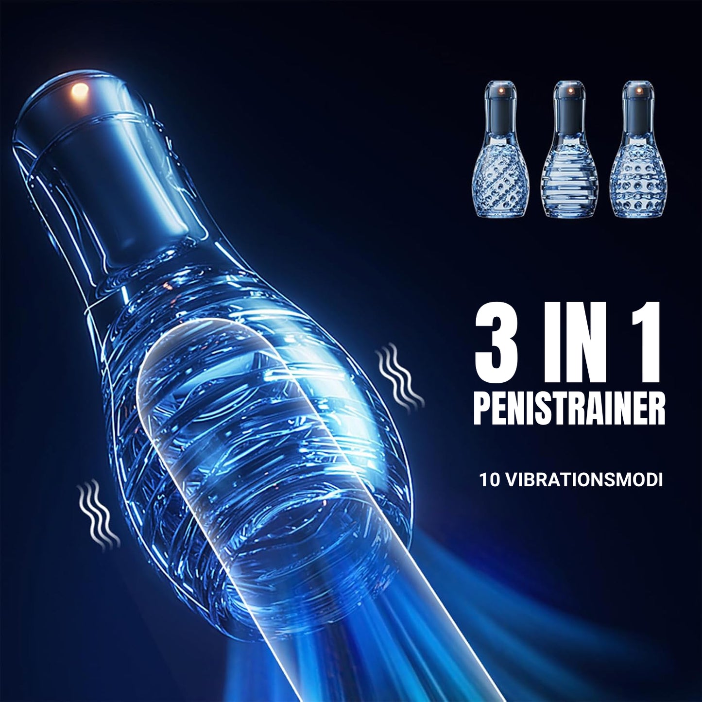 3 IN 1 Elektrische Masturbatoren Penistrainer Eichel Vibrator mit 10 Vibrationsmodi