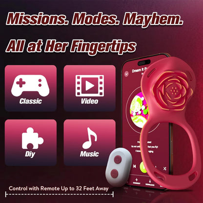 Fernbedienung & App Tragbarer Rose Vibrator Klitorisvibrator mit 10 Vibrations