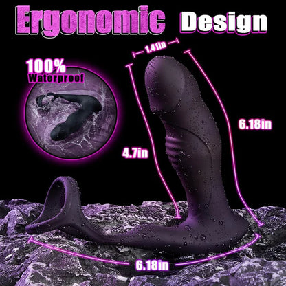 Analvibrator Prostatamassagegerät Butt Plug mit 9 Schwing & Stoß und Vibrationsmodi